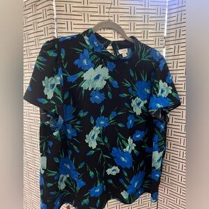 J Crew floral mock neck blouse